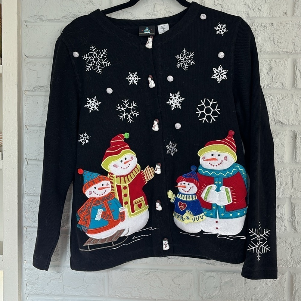 Vintage Sport Elle Holiday Snowman Sweater Size Medium